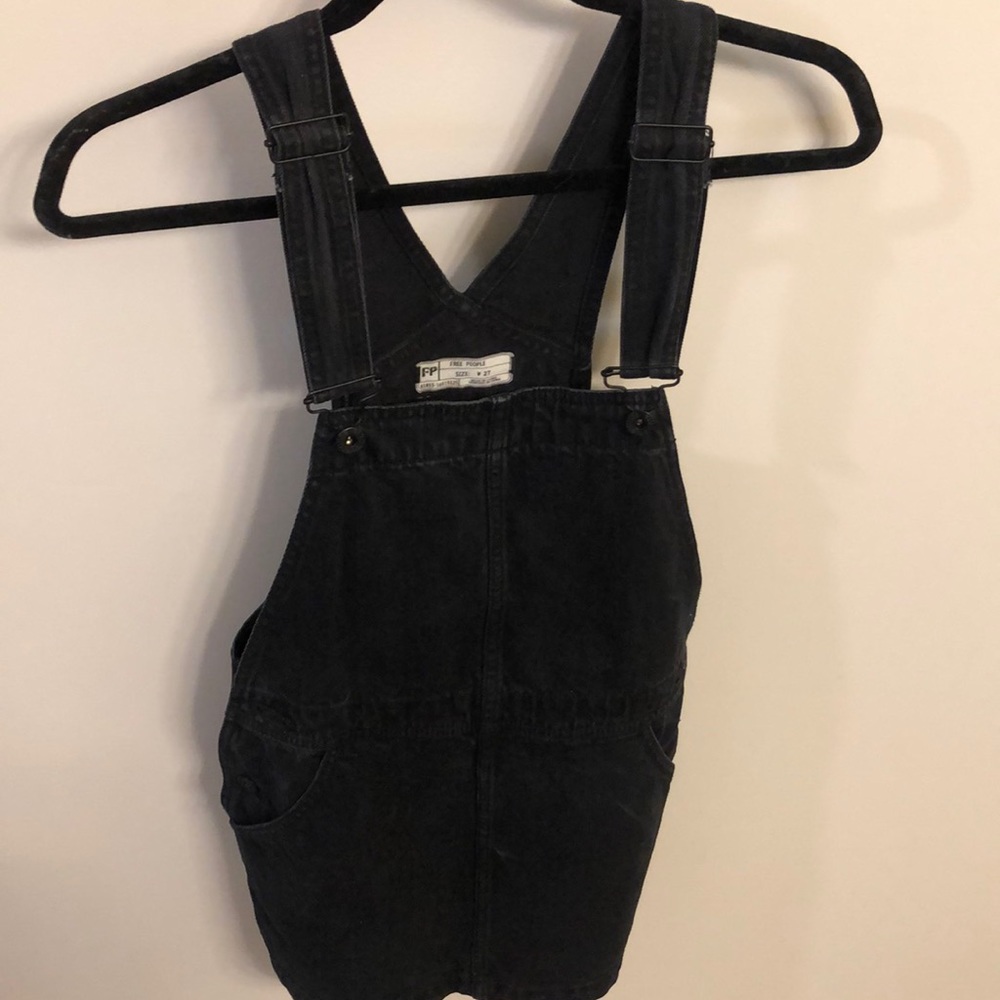 Free People black jean skirt overalls